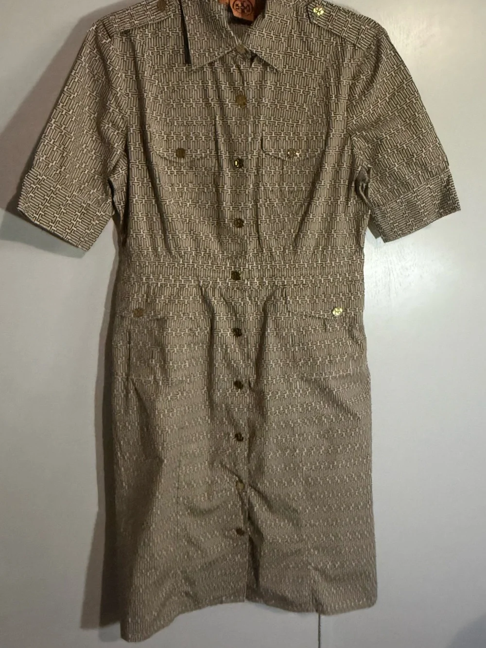 Tory Burch Beige Monogram Midi Dress size 6